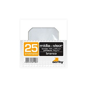 ENVELOPE PARA CD 125MMX125MM BRANCO C/25 UNIDADES - SCRITY