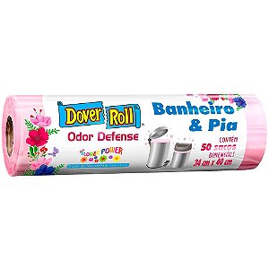 SACO PARA LIXO BANHEIRO & PIA ODOR DEFENSE ROSA C/50 UNIDADES - DOVER-ROLL
