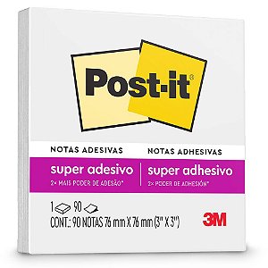 BLOCO ADESIVO POST-IT 654 76MMX76MM BRANCO NEVE 90 FLS - 3M