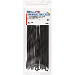 ABRAÇADEIRA DE POLIAMIDA 300MMX4,7MM T80I PRETA C/100 UNIDADES - HELLERMANNTYTON