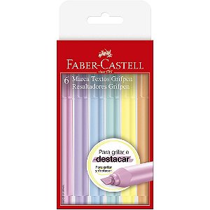 MARCA TEXTO GRIFPEN TONS PASTEL 6 CORES - FABER-CASTELL