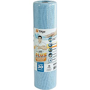 PANO DE MICROFIBRA MR. PLUS EM ROLO AZUL C/30 UNIDADES - TALGE
