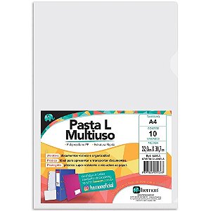PASTA L A4 CRISTAL COM JANELA C/10 UNIDADES - HEMON
