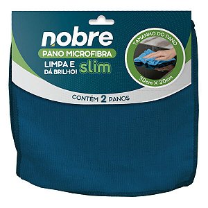 PANO MICROFIBRA 30CMX30CM AZUL SLIM C/2 UNIDADES - NOBRE