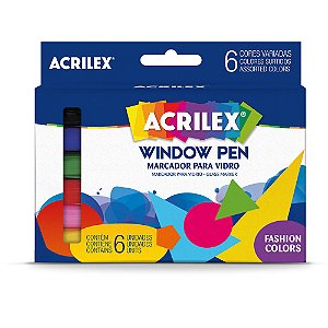 MARCADOR PARA VIDRO WINDOW PEN C/6 CORES - ACRILEX
