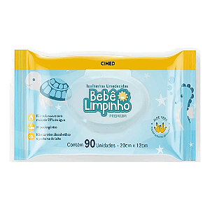 LENÇOS UMEDECIDOS BEBÊ LIMPINHO PREMIUM C/90 UNIDADES - CIMED