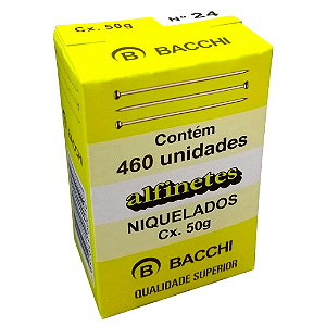 ALFINETE DE AÇO Nº 24 NIQUELADO 50G - BACCHI