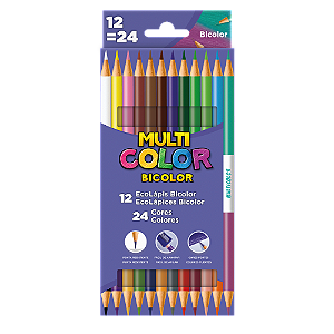 LÁPIS DE COR BICOLOR 12 LÁPIS C/24 CORES - MULTICOLOR