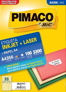 ETIQUETA A4 A4356 100 FOLHAS - PIMACO