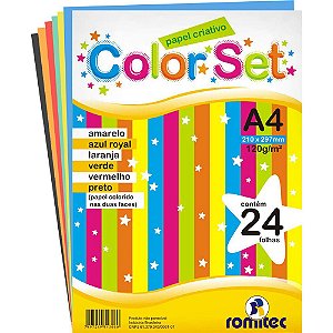 PAPEL CRIATIVO COLOR SET A4 120 G/M² COLORIDO C/24 FLS - ROMITEC