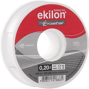 LINHA NYLON P/PESCA 0,20MMX100M CRYSTAL - EKILON