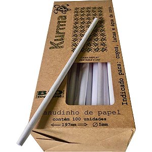 CANUDO DE PAPEL 5MMX197MM BRANCO C/100 UNIDADES - KURMA