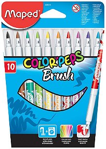 CANETA HIDROGRÁFICA COLOR'PEPS BRUSH 10 CORES - MAPED