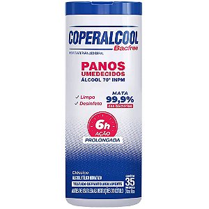 PANOS UMEDECIDOS ÁLCOOL 70º CLÁSSICO C/35 UNIDADES - COPERALCOOL