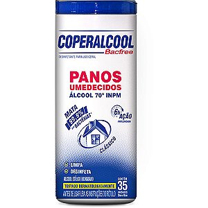 PANOS UMEDECIDOS ÁLCOOL 70º C/35 UNIDADES - COPERALCOOL