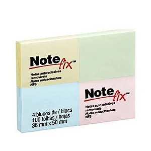 BLOCO ADESIVO NOTEFIX NF3 38MMX50MM CORES PASTÉIS 400 FLS - 3M