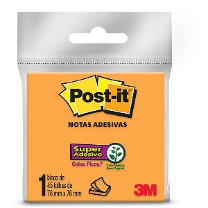 BLOCO ADESIVO POST-IT 654 76MMX76MM LARANJA 45 FLS - 3M