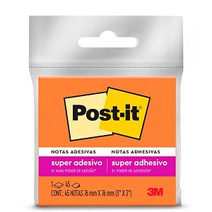 BLOCO ADESIVO POST-IT 654 76MMX76MM LARANJA 45 FLS - 3M