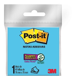 BLOCO ADESIVO POST-IT 654 76MMX76MM AZUL 45 FLS - 3M