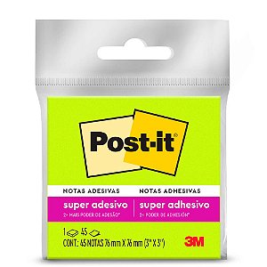 BLOCO ADESIVO POST-IT 654 76MMX76MM VERDE NEON 45 FLS - 3M