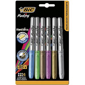 MARCADOR PERMANENTE MARKING METALLIC C/6 UNIDADES - BIC