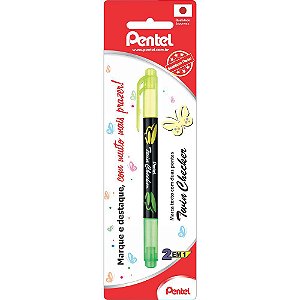 MARCA TEXTO TWIN CHECKER SM-SLW8-GK AMARELO/VERDE - PENTEL