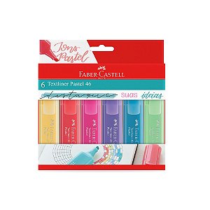 MARCA TEXTO TEXTLINER PASTEL 46 C/6 CORES - FABER-CASTELL