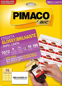 ETIQUETA CARTA GLOSSY BRILHANTE 7072 10 FOLHAS - PIMACO