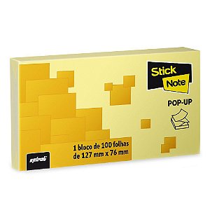 BLOCO ADESIVO 127MMX76MM POP-UP AMARELO STICK NOTE 100 FLS - SPIRAL