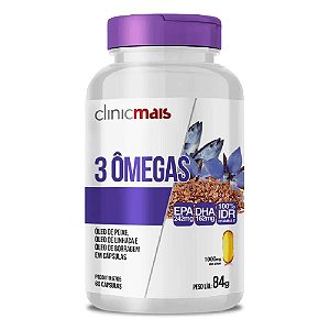 3 ômega ( Óleo de Peixe, Linhaça e Borragem) 60 cápsulas - Clinicmais