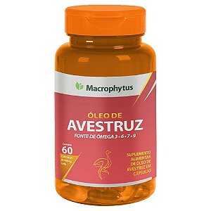 Óleo de Avestruz 500mg (Ômega 3, 6, 7 e 9) 60 cápsulas - Macrophytus