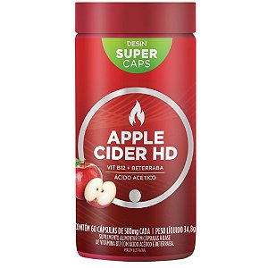 Apple Cider HD (Vinagre de Maçã, Beterraba e B12) 60 cápsulas - Desinchá