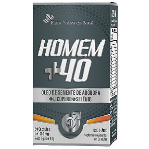 Homem +40 (Licopeno, Zinco, Selenio e Semente de Abóbora)  60 Cápsulas - Flora Nativa