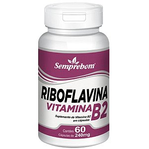 Vitamina B2 (Riboflavina) 60 cápsulas - Semprebom