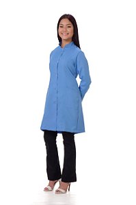 Jaleco Feminino OXFORD gola padre com 3 bolsos - Azul Celeste