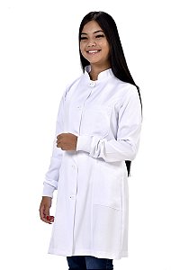 Jaleco Feminino Gabardine Gola Padre Com Punho