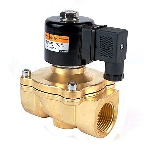 Válvula Solenoide Diafragma 2/2 Vias 1.1/4" Normal Fechada Em Latão Vedação Nbr Rosca Bsp