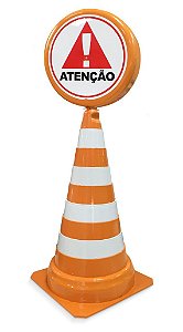 Cone Sinalizador Retrátil ATENÇÃO Laranja e Branco 25576 Arqplast