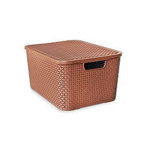 Caixa Organizadora Rattan Marrom 7 Litros C/ Tampa 25587 Arqplast