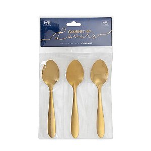 Kit 3 Colheres de Chá Lovers Ouro Gourmet Mix GX3072 Houseware