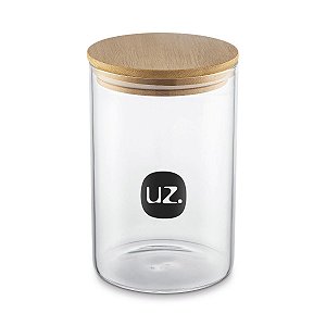 Porta Alimentos em Vidro 950Ml Com Tampa em Bambu 16CM UZ7006 UzUtil