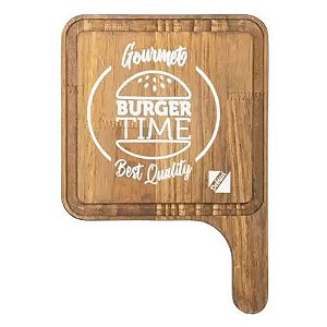 Tábua Para Servir Hamburguer Em Madeira Rústica 29x20 Cm 48C Debiasi