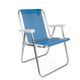 Cadeira de Alumínio Alta Dobrável Praia Lazer Sannet Azul