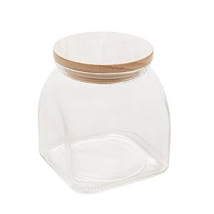 Pote Para Mantimentos de Vidro com Tampa de Bambu 720ml