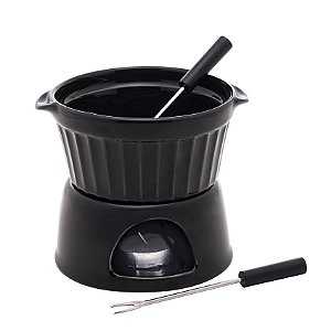 Aparelho de Fondue 4 Peças de Porcelana Classic Preto 400ml