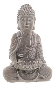 Decoração de Concreto Buddha Sentado Cinza 12,5x10,5x20,5cm