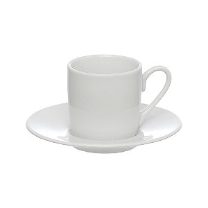 Jogo 6 Xícaras 90 ml C/ Pires Para Café de Porcelana Branco