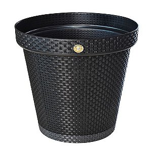 Vaso Redondo Rattan Terracota 27,5 Cm 10 Litros Preto 25820PM Arqplast