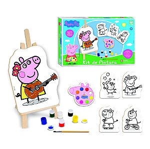 Kit Brinquedo Pintura Infantil Peppa Pig em Madeira 45 Cm