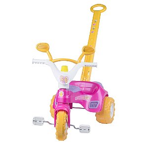 Triciclo Velotrol Infantil Fofy G Rosa Com Haste e Buzina